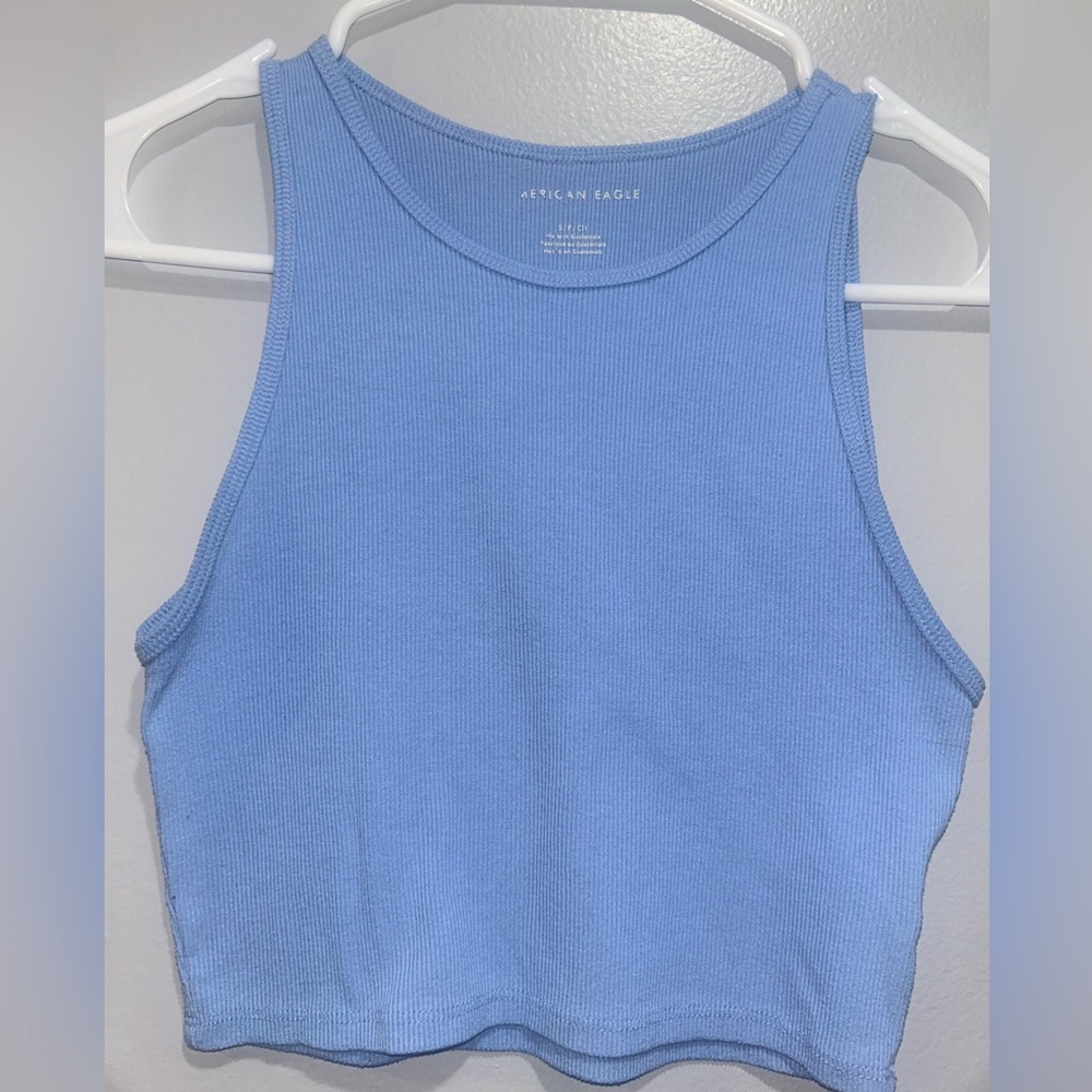 Blue Sleeveless Ribbed Top